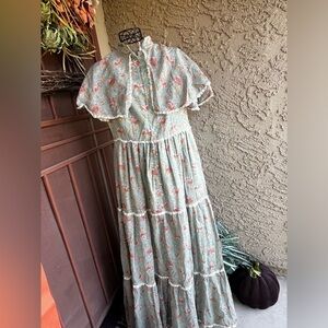 1970 Vintage Hippie Prairie Style Dress Small 
cottagecore maxi dress fairycore